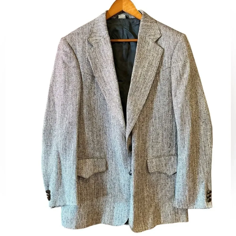 Sheplers Men’s 42L Classic Black & White Tweed Men's Blazer Horsehead Buttons